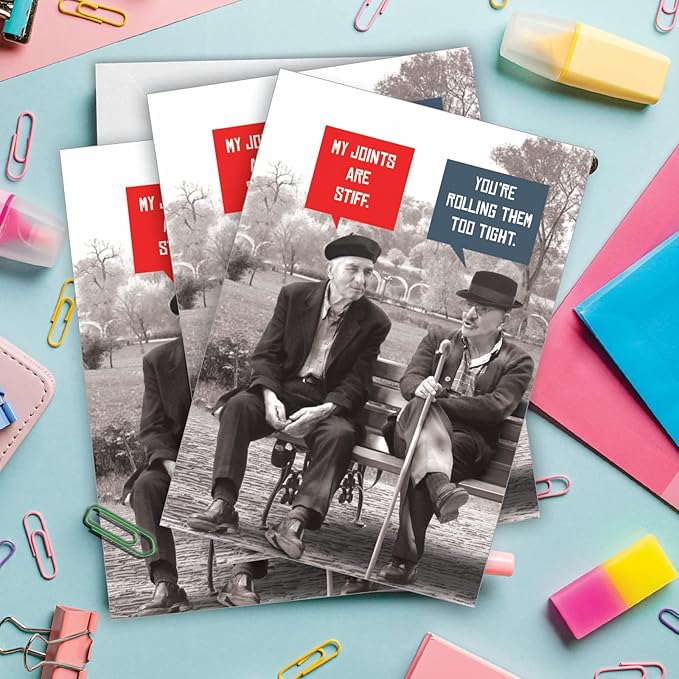 NobleWorks Pack of 3 Hilarious Birthday Greeting Cards with Envelopes (1 Design, 3 Each) Unlit Men Stiff Joints C10245BDG-C3x1