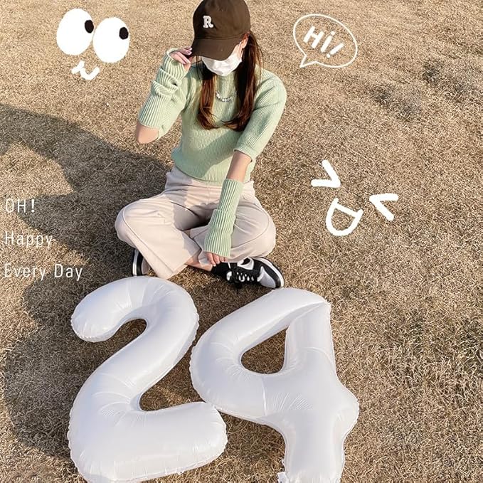 40 Inch Large Numbers Balloon, 4 White Ballon for 4th 14 40 44 Birthday Party, Balloon 4 Number for Graduations Wedding Supplies