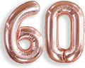 AULE 40 Inch Big Rose Gold Foil Mylar Number Balloons for Women 60th Birthday Party Decorations Giant Happy 60 Anniversary Party Decor