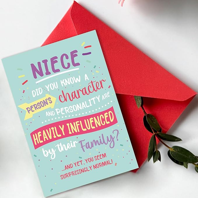 Funny Niece Birthday Card, Cute Birthday Card Gift for Niece from Aunt Uncle-8x5.3 Inches, Double-Sided