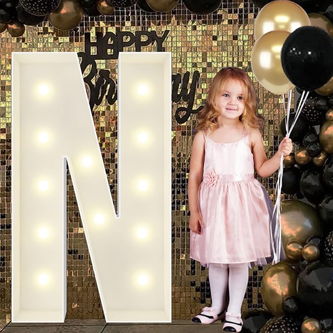 4FT Marquee Light Up Letters N, Big Marquee Letter for Baby Shower Birthday Engagement Wedding Marry Me Party Decor