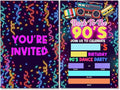 Soiceu Colorful 90s Birthday Party Invitations with Envelopes Set of 20 Back to the 90's Dance Party Invites