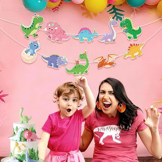 Hooqict Dinosaur Birthday Party Banner Dinosaur Birthday Party Decorations Happy Birthday Sign Banner Garland for Kids Boys Girls 1st 2nd 3rd Baby Shower Dino Themed Party Decorations Supplies
