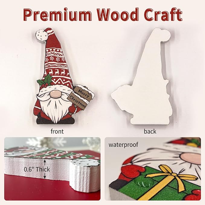 3Pcs Christmas Gnomes Decorations Indoor Christmas Table Decor Wooden Gnomes for for Home,Fireplace Mantel,Shelf,Office Desk,Party Decor-Xmas Holiday Decorations