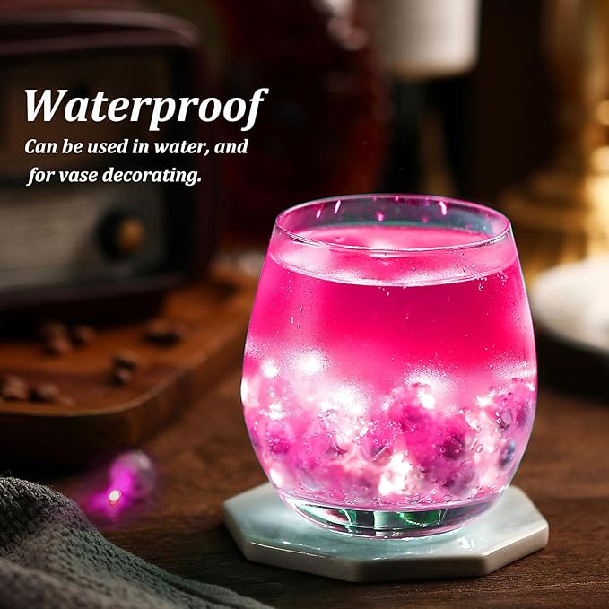 AIKEI 50pcs LED Balloon Lights,Pink Mini Balls Lights,Long Standby Time Lamp,Waterproof for Paper Lantern Valentine's Day Christmas Halloween Wedding Birthday Party Decoration