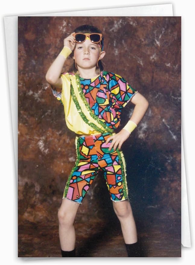 NobleWorks - 1 Happy Birthday Card with Envelope - Funny Photos, Birthday Humor Notecard - Fashion Kid C6416BDG