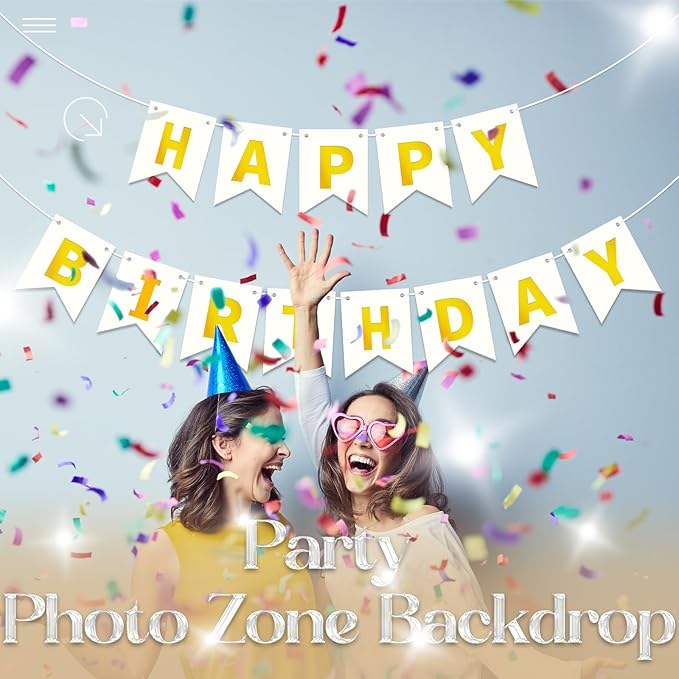 Happy Birthday Banner Gold Happy Birthday Sign Birthday Decorations for Birthdays Party Backdrop Wall Decor Gold Happy Birthday Sign for Men Women Party Supplies