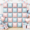 Pink and Blue Square Foil Balloons Wall, 25PCS Double Sided Pastel Cream Pink Blue Balloons Tunnel Arch Kit Backdrop for Boy or Girl Gender Reveal Decorations Birthday Party Baby Shower Decorations