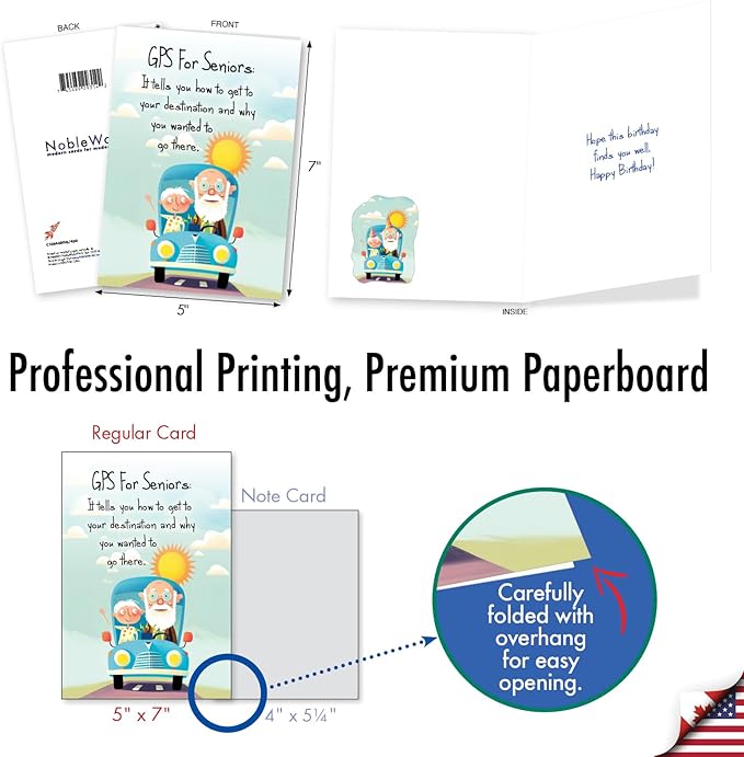 NobleWorks Funny Birthday Greeting Card with 5 x 7 Inch Envelope (1 Card) Bday Senior GPS C10664BDG