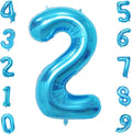 Blue 2 Number Balloon, 40 Inch, Mylar Foil, for Birthday Party Decoration, Unisex, Includes Ribbon & Straw