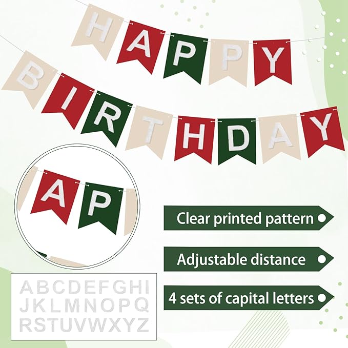139 Pcs Felt DIY Custom Banner Kit Include 104 Letters 18 Swallowtail Flags 15 Pennants 2 Pcs Pom Pom Garland Tassel Pompom Decoration for Home Baby Shower Birthday(Christmas Red)