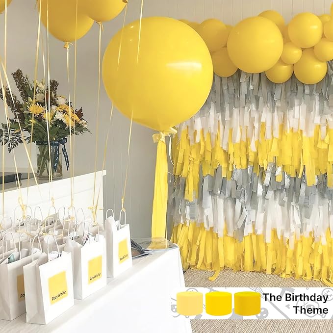 PartyWoo Light Yellow Crepe Paper Streamers 4pcs 328ft Pack of Pastel Pale Yellow Crepe Paper Streamers for Birthday Graduation Engagement Baby Shower Summer Sunflower Little Cutie Party Decorations