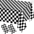 2 Pack Black and White Gingham Tablecloth Rectangular Buffalo Checkered Tablecloths Disposable Plastic Plaid Table Cover for Parties, Outdoor Picnic, Birthday, Wedding, Camping 54 × 108 Inch