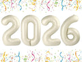 2026 Number Balloons, 40 Inch Cream White New Years Decorations, 2026 Balloon for Graduation Happy New Year and 2 6 20 26 Birthday Parties