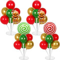4 Sets Christmas Party Balloons Stand Kit with Gingerbread Man Candy Foil Balloons Party Balloon Centerpiece for Tables for Xmas Holiday Birthday Party Christmas Themed Decorations