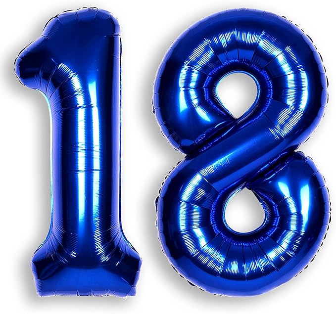 40Inch Navy Blue Number 18 Balloon Large Helium Royal Blue Number Balloons 0-9 Giant Digital 18th Foil Mylar Big Party Balloon for Boy Birthday Party Anniversary Graduation Decorations