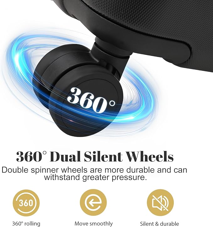 6 Pcs ABS Hardshell Luggage Set Spinner Wheel Suitcase Suitcase All Black