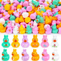 120 Pcs Easter Mini Resin Ducks 6 Style Miniature Bunny Ear Duck Figurines Easter Bulk Tiny Ducks for Party Favor Gifts Topper Desk Basket Craft Garden Landscape Ornament Potted Decor