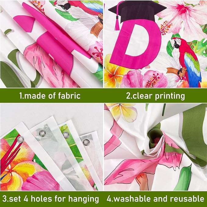 Aloha Congrats Grad Banner Graduation Decorations Class of 2026 Large Luau Grad Yard Sign Hawaiian Hanging Grad Backdrop Outdoor/Indoor Tropical 2026 Graduation Party Supplies 118"x 24"