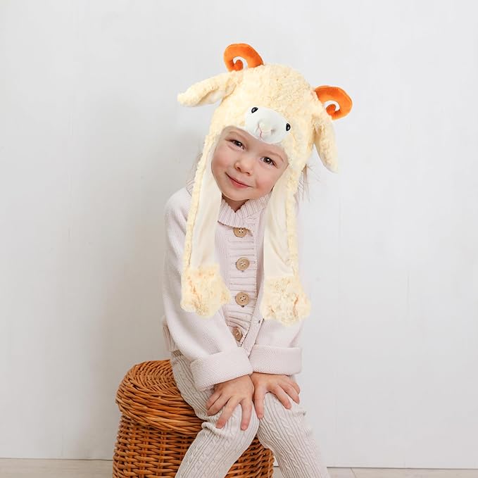 Animal Hat with Ears Moving Jumping Pop Up Beating Hat Plush Holiday Cosplay Dress Up Funny Gift for Kids