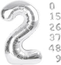 2 Numbers Balloon 40 Inch Silver Two Balloon Number Birthday Decor, 2nd 12 21st Party Celebration Decorations Graduations Wedding Baby Shower