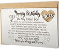 YODOCAMP Happy Birthday Son Gifts from Mom, Metal Engraved Greeting Card for Birthday, Son Wallet Insert Card from Parents