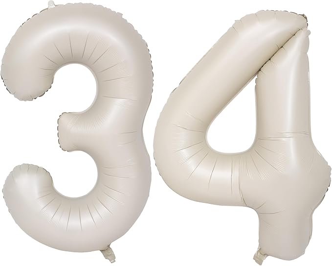 40 In Cream white Number Balloons Helium Foil Mylar Balloon Birthday Party banquet Decoration Digital 34