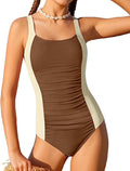 Girl Swimsuit One Piece Bathing Suit for Girls Solid Color Ruched Adjustable Straps Padded Swimwear 9-16y