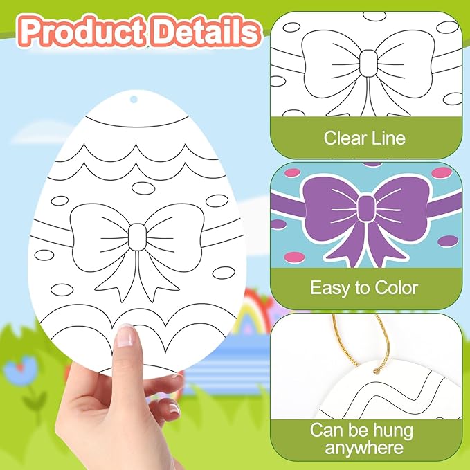 Hedeey 90 Pcs Easter Paper Egg Crafts, Color Your Own Egg Crafts, Easter DIY Crafts for Kids Party Activity Classroom Decor. (Eggs)
