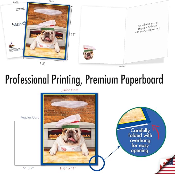 NobleWorks Extra Large Hysterical Birthday Greeting Card From Us 8.5 x 11 Inch with Envelope (1 Pack) Oversize Jumbo Bday Pizza Dog J3208BDG-US