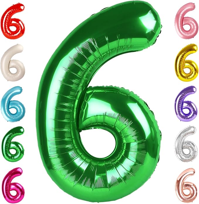 Number 6 Balloon 40 Inch, 6th Birthday Balloon for Boy Girl, Dark Green 16 60 61 65 Numbers Balloons Birthday Party Wedding Events Decorations
