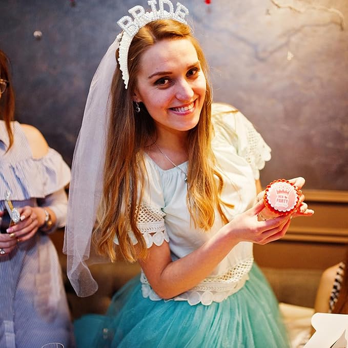 Jaciya Pearl Bride Headband with Veil