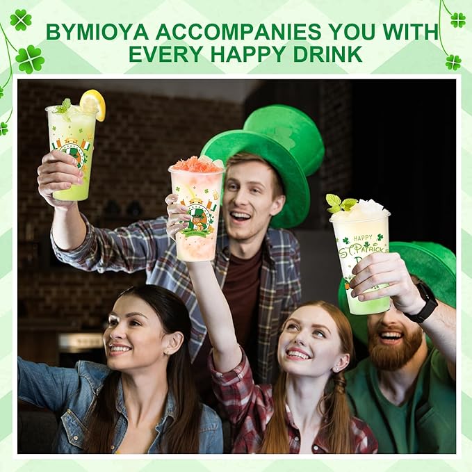 St. Patrick's Day Disposable Cup 50 Pcs 16 oz Irish Festival Plastic Cups. St. Patrick's Day Lucky Shamrock Green Plastic Disposable Cup. St Patty's Day Party Decor Supplies for Beer Beverage