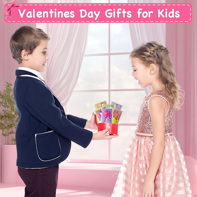24 Pack Valentines Day Gifts for Kids, LED Puffer Balls with Valentines Cards for Kids Stress Relief Balls Bulk Glow In The Dark for Boys Girls Classroom Exchange Prizes Party Favors Toys
