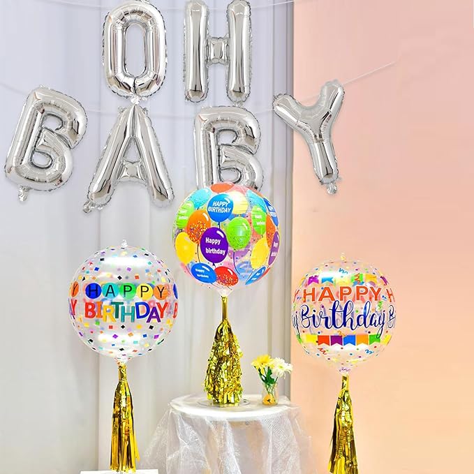 2 Set 12Pcs Silver Oh Baby Letter Balloons 16in Balloon Baby Shower Decorations Party Decor Silver Letter Balloons Oh Baby Party Supplies