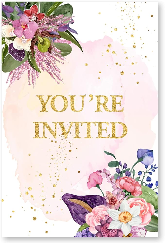 Soiceu Floral Retirement Party Invitations with Envelopes Set of 20 Elegant Flowers Retirement Dinner Party Invites