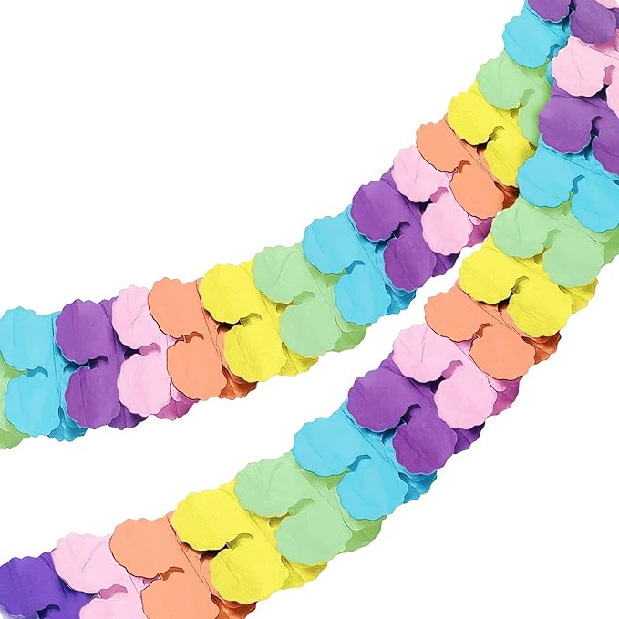 Delightful Multicolor Paper Pastel Garland - 12 ft (1 Pc.) - Vibrant, Premium Quality & Reusable Decoration - Great for Parties & Events