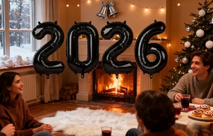 Black 2026 Number Balloons, 26 Balloon Number 40 Inch for Men & Women, Foil Balloon for 2 20 26 22 Birthday, 2026 New Year Eve Party Supplies, Graduation Decorations
