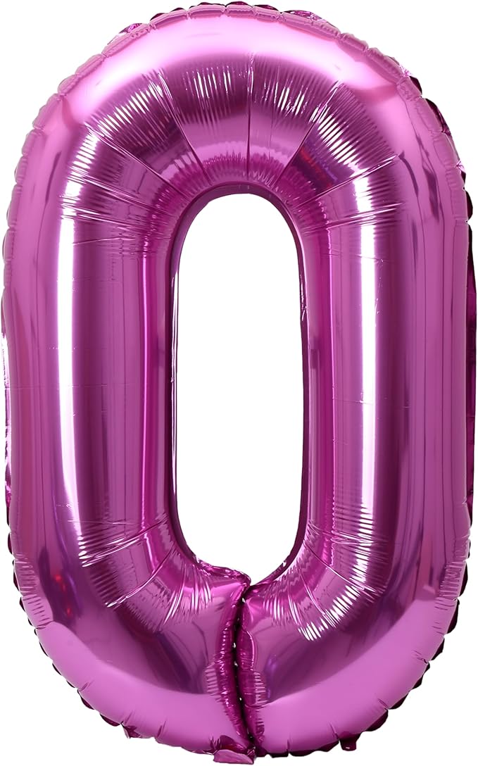 YPSelected 32 Inch Large Foil Helium Number Balloon Birthday Wedding Party 0-9 (Pink, 0)
