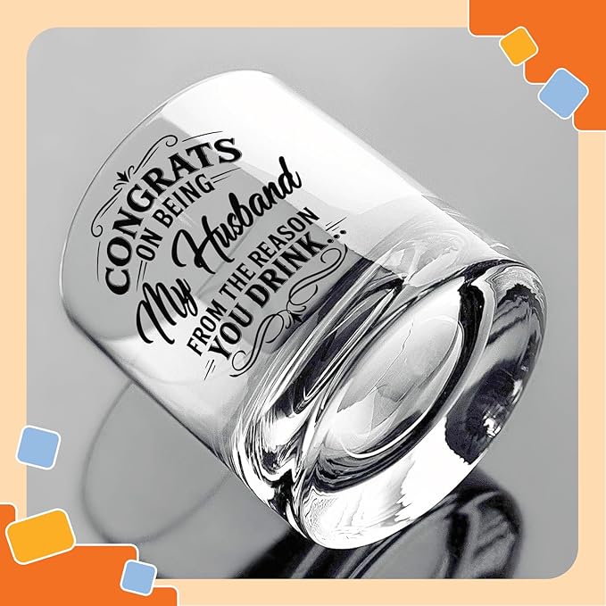 NewEleven Valentines Gifts For Husband - Husband Anniversary, Birthday Gift, Meaningful Gift For Him - Funny Gifts, Whiskey Present For Husbands From Wife, Her - Whiskey Glass