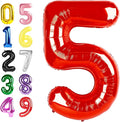 5 Balloon Number 40 Inch, 5 Balloons for Birthday Party, Red Numbers Balloon for 5, 15, 25, 55 Birthday Party Decoration, Anniversary, Wedding, Single Supplies
