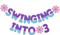 TaoBary Spider Theme 3rd Birthday Banner, Pre-strung Swinging into 3 Banner, Spider 3rd Birthday Decorations Party Supplies for Kids, Third Decor for 3 Year Old Boys Girls(Pink and Purple)