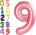 Pearl Pink Balloon Numbers 9, Large 40 Inch Happy 9 19 29 90 Birthday for Men And Women, Foil Balloons Decoratins for Wedding Anniversary, Single, New Year, Party Syupplies