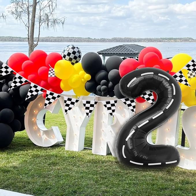 134pcs Balloons Race Car Birthday Party Supplies Decorations for Boys - Racing car Theme Party Supplies Happy Birthday Racecar Number Balloons Garland Kit Vroom Birthday Party Decorations