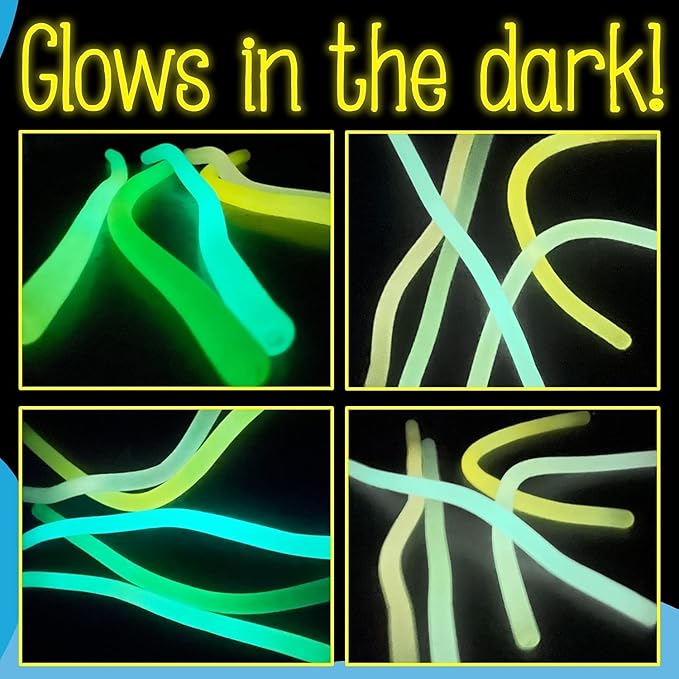 IMPRESA Noodles Toy - Glow-in-The-Dark Stretchy String Fidget - Sensory Noodle Toy for Kids & Adults - 5-Pack, Multicolor - Glow in The Dark