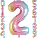 Rainbow Gradient Number 2 Balloon, 40 Inch Big Large Foil Number Balloons, Jumbo Mylar Number 2 Balloons for 2 Second Birthday Party Decorations Supplies Anniversary Celebration