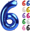 Metallic Blue Number 6 Balloon 40 Inch, 6 Balloon Number, 6th Birthday Decorations, Navy Blue Party Supplies for Boys Girls