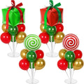 4 Sets Christmas Party Balloons Stand Kit with Gift Box Candy Foil Balloons Party Balloon Centerpiece for Tables for Xmas Holiday Birthday Party Christmas Themed Decorations