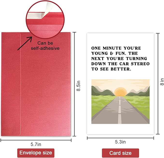 SuperShunhu Humor Getting Older Card for Men Woman, Funny Birthday Card for Friends, Rude 50th 60th 70th 80th Birthday Gift Card for Mom Dad, Turning Down The Car Stereo To See Better