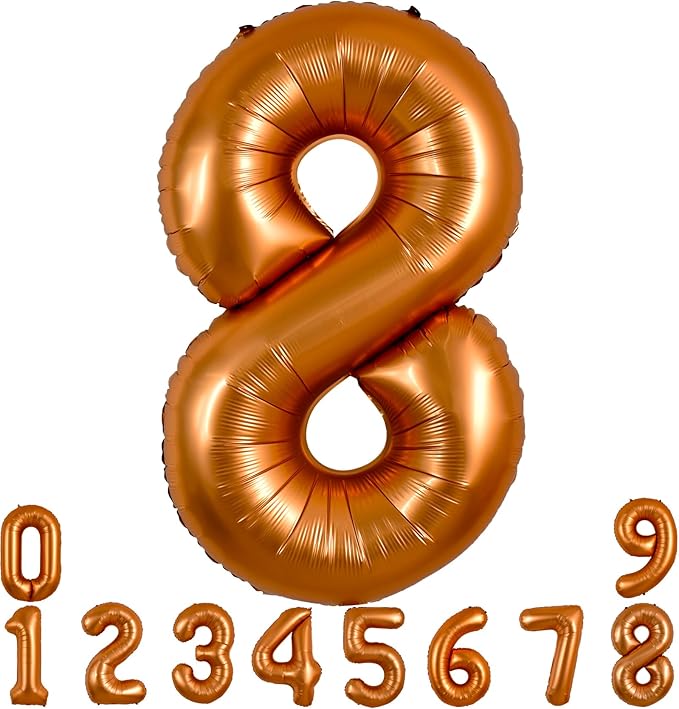 TONIFUL 40 Inch Orange Large Numbers Balloon 0-9 Birthday Party Decorations,Big Number 8 Foil Balloon Digital 8 for Birthday Party,Wedding, Bridal Shower,Engagement,Graduations,Anniversary,Baby Shower